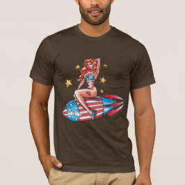 Patriotisches Button herauf Mädchen T-Shirt