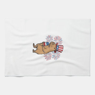 Patriotisches Capybara-Eiscreme-Feuerwerk-Shirt-De Geschirrtuch