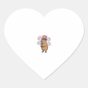 Patriotisches Capybara-Eiscreme-Feuerwerk-Shirt-De Herz-Aufkleber