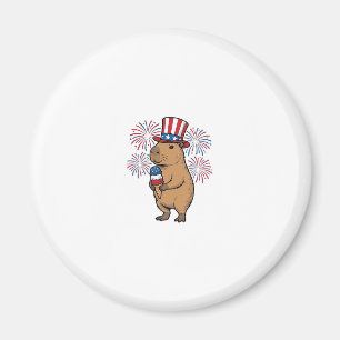 Patriotisches Capybara-Eiscreme-Feuerwerk-Shirt-De Magnet