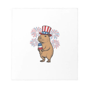 Patriotisches Capybara-Eiscreme-Feuerwerk-Shirt-De Notizblock