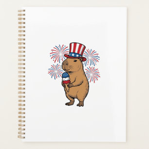 Patriotisches Capybara-Eiscreme-Feuerwerk-Shirt-De Planer