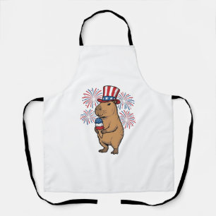 Patriotisches Capybara-Eiscreme-Feuerwerk-Shirt-De Schürze