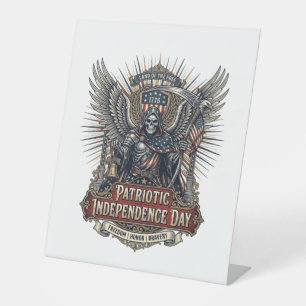 Patriotisches Chrome-Reaper-Dunkler-Patriot-Skelet Sockelschild