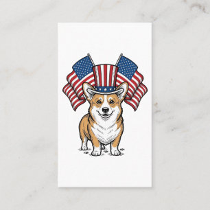 Patriotisches Corgi-Hund Vintage-Gravur-Shirt-Desi Visitenkarte