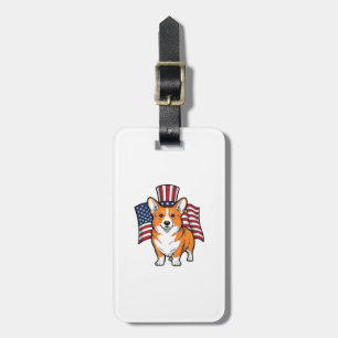 Patriotisches Corgi Vintage Gravur Shirt Design_1 Gepäckanhänger