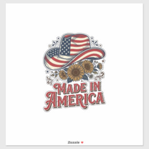 Patriotisches Cowboy-Hut Made in America Shirt-Des Aufkleber