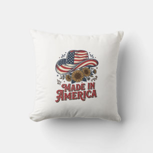 Patriotisches Cowboy-Hut Made in America Shirt-Des Kissen