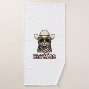 Patriotisches Cowboy-Katze Mewica Vintage-Vector-D Badehandtuch