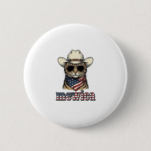 Patriotisches Cowboy-Katze Mewica Vintage-Vector-D Button