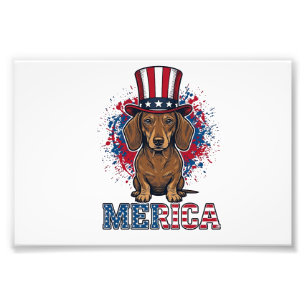 Patriotisches Dachshund Merica Vintage Hundeshirt_ Fotodruck