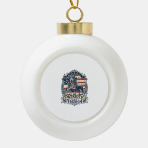 Patriotisches Dachshund-Vektorgrafik-T-Shirt_1 Keramik Kugel-Ornament