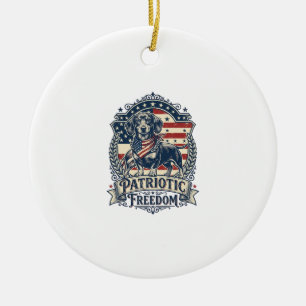 Patriotisches Dachshund-Vektorgrafik-T-Shirt_1 Keramik Ornament