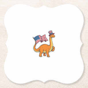 Patriotisches Dinosaurier-Flagge Vintage-Gravur-Sh Untersetzer