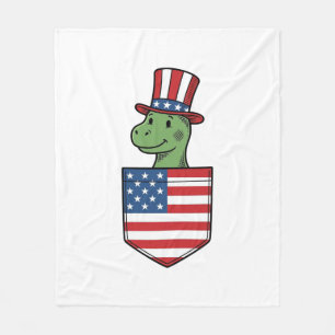 Patriotisches Dinosaurier-Tasche Vintage-Shirt-Des Fleecedecke