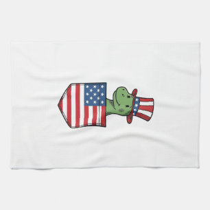 Patriotisches Dinosaurier-Tasche Vintage-Shirt-Des Geschirrtuch