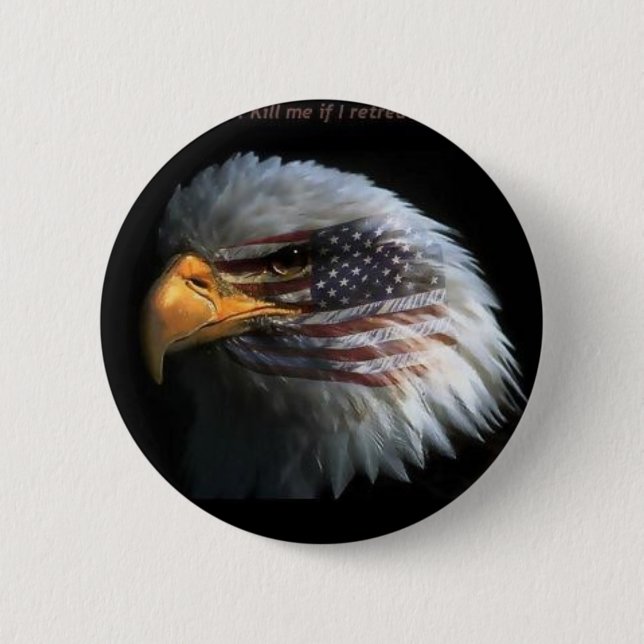 Patriotisches Eagle mit Flaggenhintergrund Button (Vorderseite)