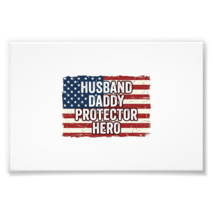 Patriotisches Ehemann Daddy Beschützer Held Flagge Fotodruck