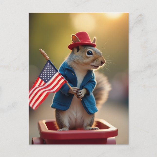 Patriotisches Eichhörnchen Postkarte (Vorderseite)