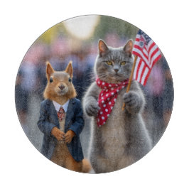 Patriotisches Eichhörnchen und Katze Schneidebrett
