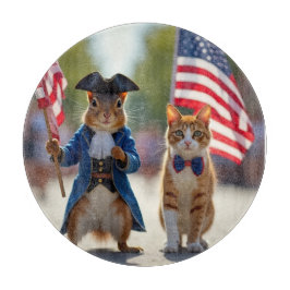 Patriotisches Eichhörnchen und Katze Schneidebrett