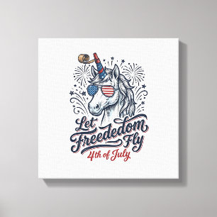 Patriotisches Einhorn 4. Juli Freiheit Fliegendes Leinwanddruck