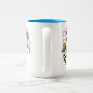 Patriotisches Einhorn-Feuerwerk-Freiheit Zweifarbige Tasse