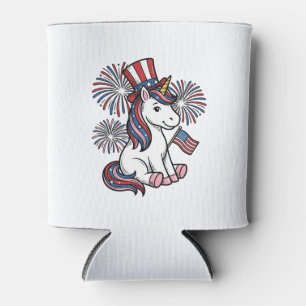 Patriotisches Einhorn-Feuerwerk-Shirt-Design_1 Dosenkühler