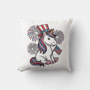Patriotisches Einhorn-Feuerwerk-Shirt-Design_1 Kissen