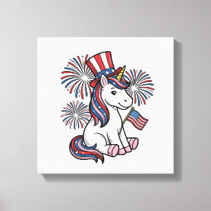 Patriotisches Einhorn-Feuerwerk-Shirt-Design_1 Leinwanddruck