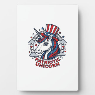Patriotisches Einhorn Vintage-Gravur Grafik_1 Fotoplatte