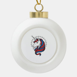 Patriotisches Einhorn Vintage Gravur Vektor Design Keramik Kugel-Ornament