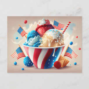 Patriotisches Eis-Dessert Postkarte