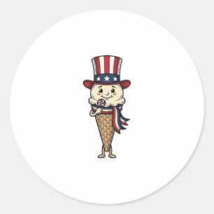 Patriotisches Eiscreme-Kegel-Vintage-Stichdesign_ Runder Aufkleber