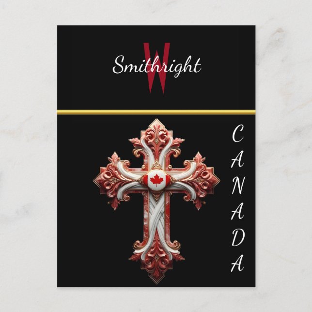 Patriotisches Emblem: Kanadisches Flaggenkreuz Postkarte (Vorderseite)