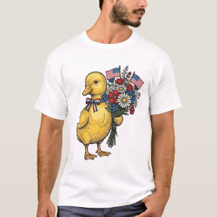 Patriotisches Entlein-Blumenstrauß Vintage-Shirt D T-Shirt