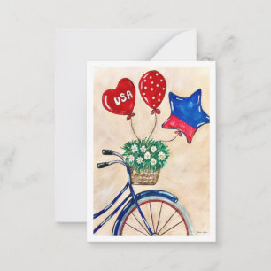 Patriotisches Fahrrad Mitteilungskarten