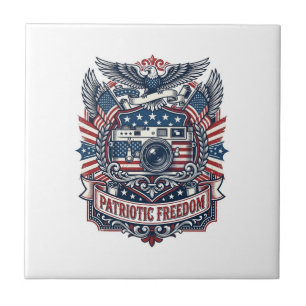 Patriotisches Film Kameramann Vektorgrafik T-Shirt Fliese
