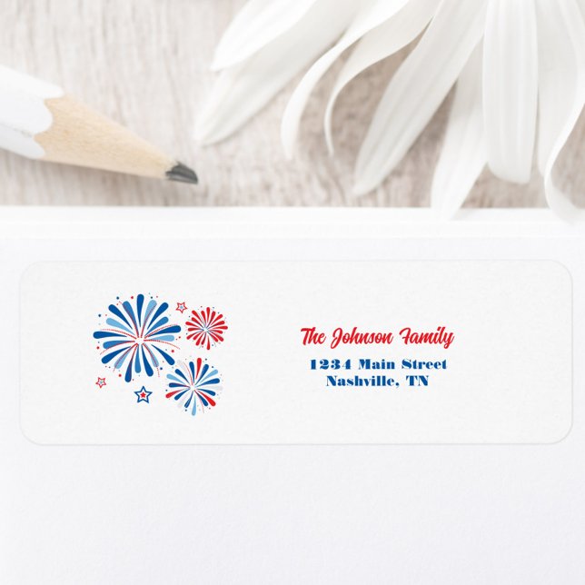 Patriotisches Fireworks-Rücksendeadresse-Label (Patriotic Firework Personalized Return Address Labels)