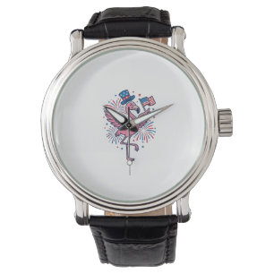 Patriotisches Flamingo-Feuerwerk Vektor-Design_1 Armbanduhr