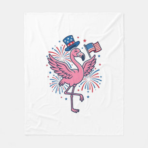 Patriotisches Flamingo-Feuerwerk Vektor Design_1 Fleecedecke