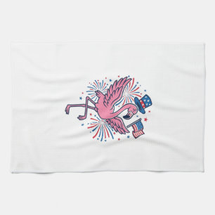 Patriotisches Flamingo-Feuerwerk Vektor Design_1 Geschirrtuch