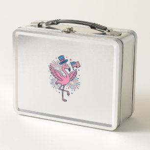 Patriotisches Flamingo-Feuerwerk Vektor Design_1 Metall Brotdose