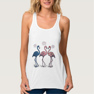 Patriotisches Flamingo-Trio Vintage-Stich-Design_1 Tank Top