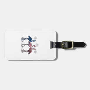 Patriotisches Flamingo-Trio Vintage-Stichdesign_1 Gepäckanhänger