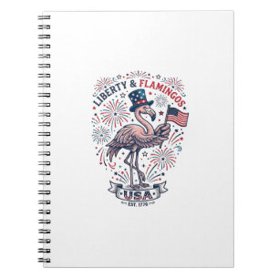 Patriotisches Flamingo Vintage Gravur Shirt Design Notizblock