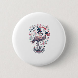 Patriotisches Flamingo Vintage-Stich-Shirt-Design_ Button