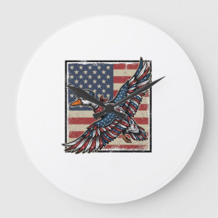 Patriotisches Fliegendes-Ente-Vintage-Stickerei-Sh Große Wanduhr