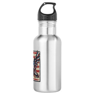 Patriotisches fliegendes Enten-Vintage-Stickerei-S Edelstahlflasche