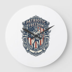 Patriotisches Flohmarkt-Picker-Vektorgrafik-T-Shir Große Wanduhr